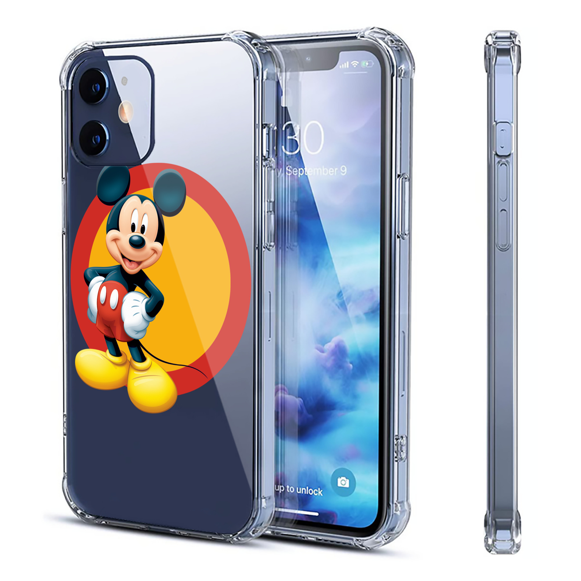 （画像用） ミッキーマウス Mickey Mouse 【iPhone 12シリーズ対応】透明スマホケース（クリアソフトケース）